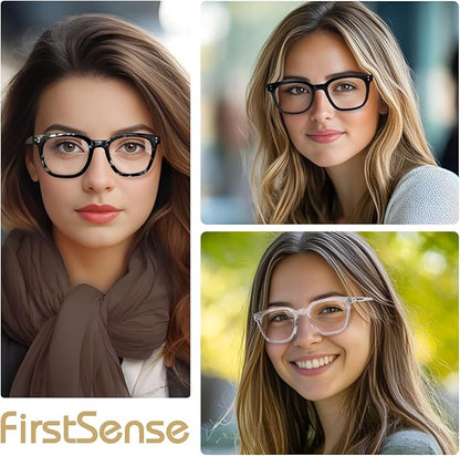 3 Pack Reading Glasses for Men Women Blue Light Blocking with Spring Hinge, Blocking Readers Anti UV Ray Filter Eyeglasses, Square Computer Reader Glasses, Black, +3.5