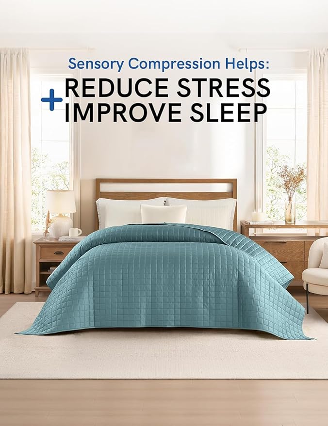 YnM Exclusive Cooling Weighted Blanket, Bed Blanket for One Person of 160lbs, Ideal for Queen/King Bed (60x80 Inches, 17 Pounds, Sea Grass)