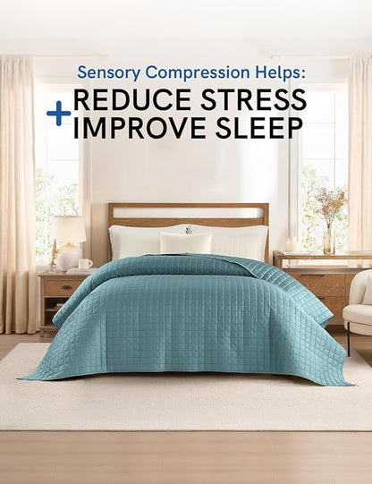 YnM Exclusive Cooling Weighted Blanket, Bed Blanket for One Person of 160lbs, Ideal for Queen/King Bed (60x80 Inches, 17 Pounds, Sea Grass)