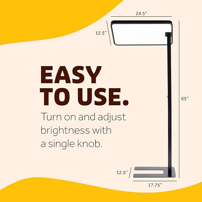 Clinical Medical Grade | Circadian Optics Langley Light Therapy Floor Lamp | 10X Power & Brightness | 10,000 Lux at 15" | Extremely Large 22" X 12" Light Panel | As Seen On Shark Tank