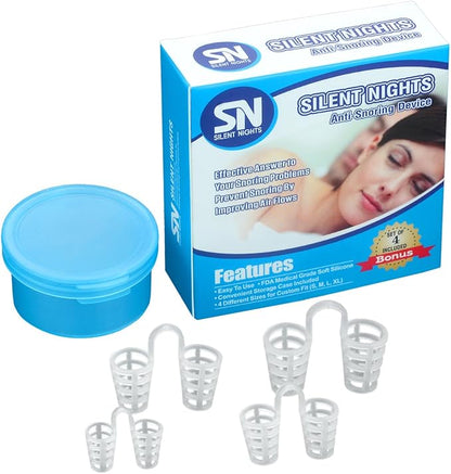 Best Anti Snoring Device - Stop Snore Solution - Sleep Better Aids - Anti-Snore Remedy Devices - 4 Nose Vents Nasal Dilator - Breathing Sleeping Relief