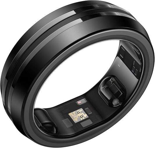RENPHO Lynx Smart Ring-All Day Sleep & Activity Tracking, Includes Charging Case, Gifts for Men, 7-Day Battery Life, Subscription-Free App for iOS & Android, Size Before You Buy (Black, Size 12)
