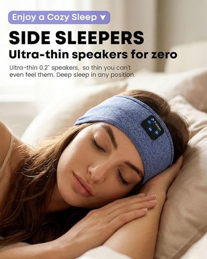 Sleep Headphones Bluetooth 5.4, Sleeping Headphones for Side Sleepers, Ultra-Thin Stereo Speakers & Long-Lasting Time Battery, Soft & Sweat-Proof for Sports Yoga Nap
