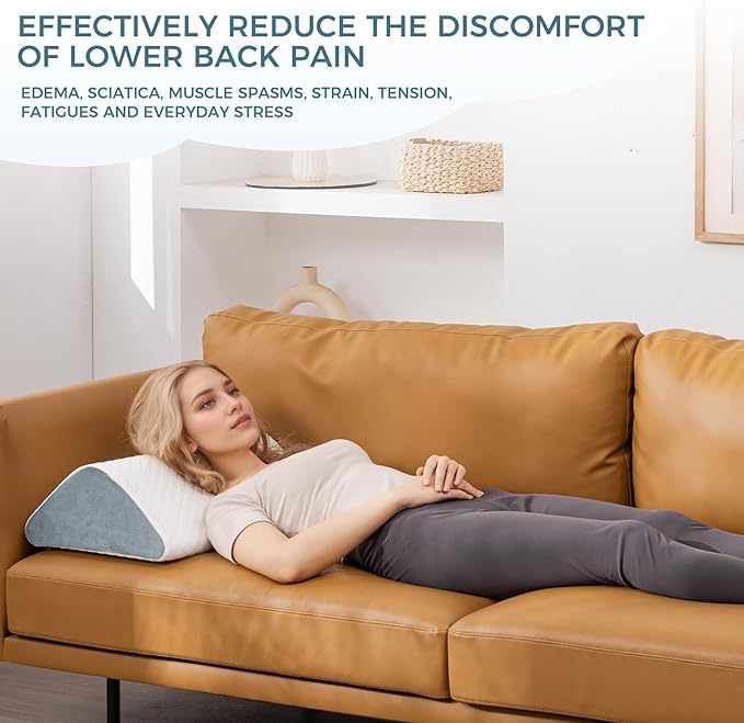 Knee Wedge Pillow 6.3'' for Post-Surgery Recovery-Leg Elevation Support for Sleep Position, Alleviating Lower Back & Hip Pain Enhancing Circulation in Ankles Legs Triangle Pillow with Removable Cover