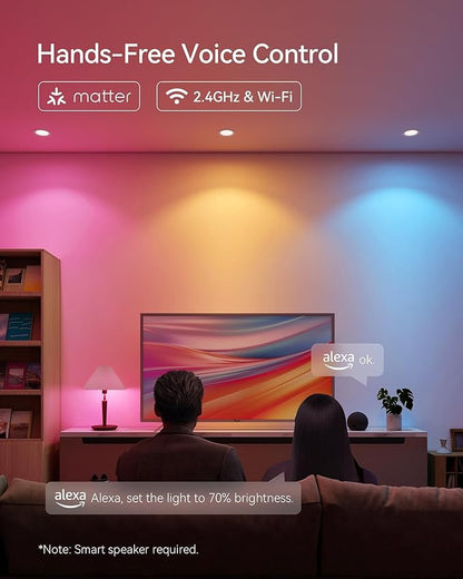 Matter Smart Light Bulbs, Color Changing Light Bulb, hub Required, A19 60W,2.4Ghz WiFi only,Compatible with Alexa Google Assistant, Apple Home,16 Million Colors RGBCW 800 Lumen,1 Pack
