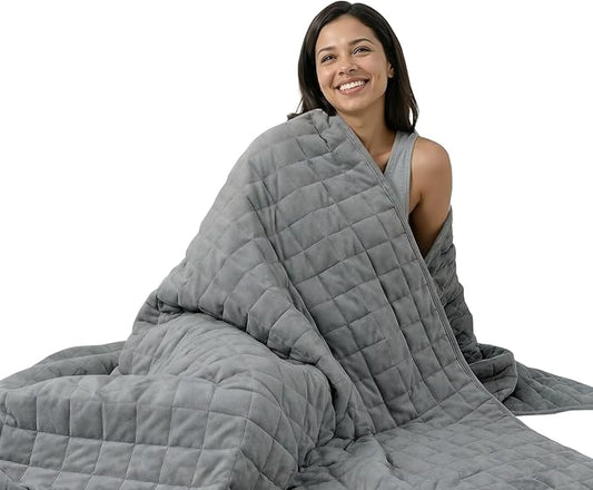 Smart Queen Weighted Blanket for Adults and Couple (60x80, 20lbs) Queen Size Large Soft Heavy Blanket Machine Washable for Fall, Bedding &Sleeping with Premium Glass Beads (60x80 | 20lbs Grey)