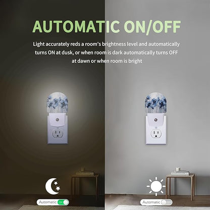 Blue Flower Night Light, Vintage Nightlight Plug into Wall with Dusk to Dawn Sensor, LED Lamp Energy Saving Lights for Men Women Boys Girls,Lamp for Bedroom Bathroom Hallway