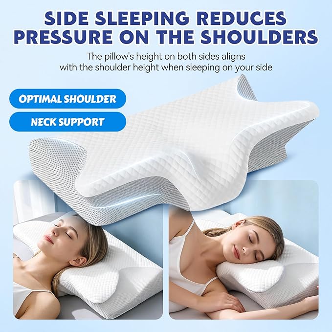Neck Haven Pillow for Sleeping Ergonomic Sleep Apnea Snoring Pillow with Memory Foam Neck Head Shoulder Support Pillows for Side,Back,Stomach Sleeper (White)