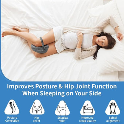 Knee Pillow for Side Sleepers, Leg Pillow with Elastic Strap, Smooth Spine Pillow for Side Sleeping, Thigh Pillows with Removable and Washable Cover, Dark Gray