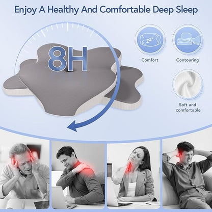Sleep Apnea Pillow, Ergonomic Cervical Neck Pillow for Neck Pain Relief, Dual-Height Adjustable Contour Memory Foam Pillow for Sleep, Cooling Pillow for Side, Back