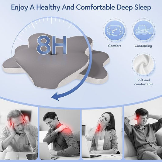 Sleep Apnea Pillow, Ergonomic Cervical Neck Pillow for Neck Pain Relief, Dual-Height Adjustable Contour Memory Foam Pillow for Sleep, Cooling Pillow for Side, Back