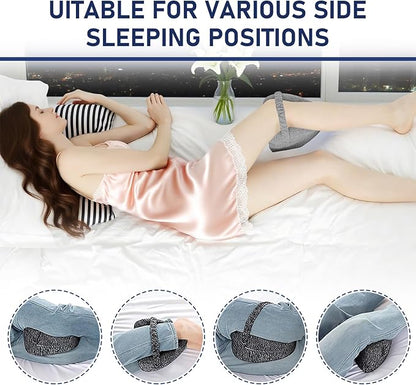 Alignment Pillows for Side Sleepers,Hip Alignment Pillow, Memory Foam Leg & Knee Pillow,Foam Support Pillow Soothing Relief for HIPS, Knees, Joints, Nerves & Muscles,Adjustable Strap (Grey)