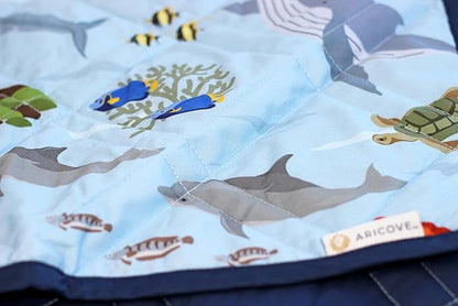 Aricove Weighted Blanket Kids, 7 lb, 40x60 inches, Small Twin Size, Soft Cotton, Machine Washable, Blue/Ocean Animals