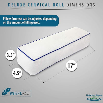 Nature's Guest Adjustable Cervical Neck Roll Bolster Pillow, Better Than Memory Foam Pillow, Neck Pillow for Sleeping, Cervical Cylinder Pillow for Spine Back, Neck Pain, Travel Pillow Leg Bed Pillow