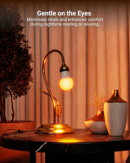 Sunco Amber Sleep Light Bulbs, Blue Light Blocking, A19 9W(60 Watt Equivalent) Dim Light Bulbs for Lamp, 1800K Warm Light Bulb, E26 for Healthy Sleep, Bedroom, Baby Nursery Light, 4 Pack