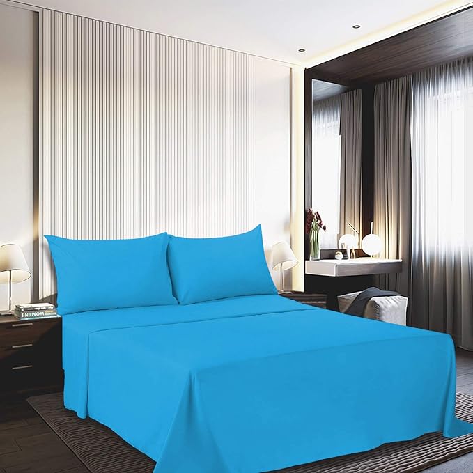 Best Season 4 Piece Bed Sheet Set (Queen,Dark Teal 1 Flat Sheet,1 Fitted Sheet and 2 Pillow Cases,100% Brushed Microfiber 1800 Luxury Bedding,Deep Pockets,Extra Soft & Fade Resistant
