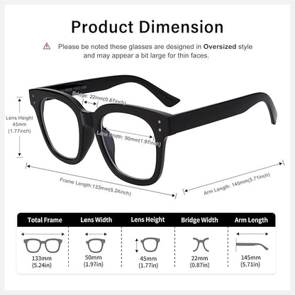Madison Avenue Blue Light Blocking Glasses Oversized Fashion Blue Light Blocker for Women Anti Eyestrain & UV Protection Computer Eyeglasses (Black)