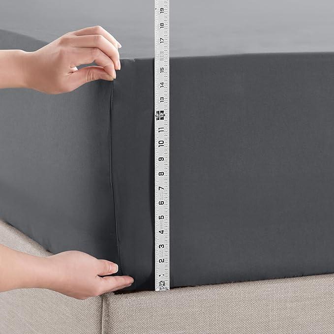 Empyrean Queen Fitted Sheet - Deep Pocket, 14-16 Inch Ultra Soft Microfiber, Wrinkle & Fade Resistant, Shrinkproof, Durable & Breathable, Perfect for Queen Beds, Charcoal Grey