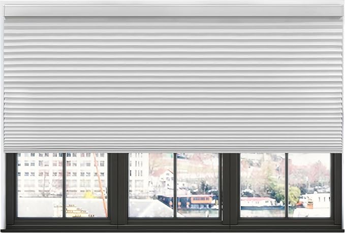 BlindsAvenue Simply Motorized Cellular Shades with Remote Control, Automatic Electric Cordless Wireless Blinds for Indoor Window, Blackout Blind, Color: White, Size: 37.5" W x 48" L