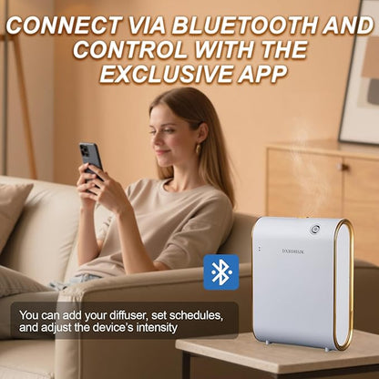 Home Bluetooth Smart Waterless Aromatherapy Machine, Essential Oil Diffuser, with Fragrance Coverage of up to 2000 Square feet, Suitable for Home, Hotel, Restaurant, Office, and spa Center.（White）