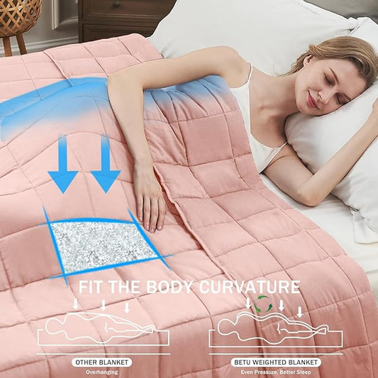 Pink Weighted Blanket for Adults 15lbs, 60"x80", Queen Size Cooling Heavy Throw Blanket for 120-160lbs, Microfiber Soft Thick Big Blankets Weighted Comforter Gift for Sleeping