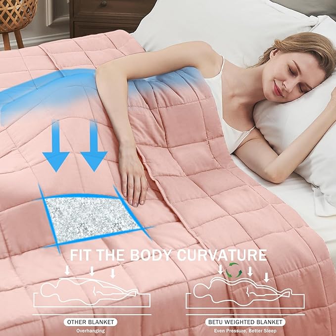 Pink Weighted Blanket for Adults 12lbs, 60"x80", Queen Size Cooling Heavy Throw Blanket for 110-130lbs, Microfiber Soft Thick Big Blankets Weighted Comforter Gift for Sleeping