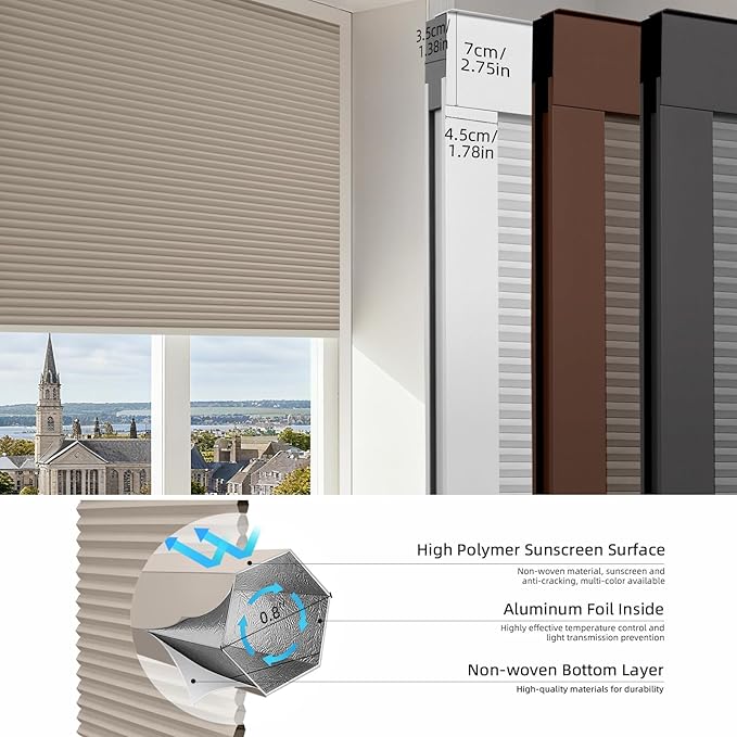 ZSTARR Motorized Skylight Shades Blackout Cellular Honeycomb Electric Blinds with Solar Panel Cordless Rechargeable with Remote for Roof and Slanted Windows Custom Size (BO Printed Wheat)