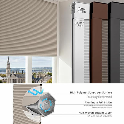 ZSTARR Motorized Skylight Shades Blackout Cellular Honeycomb Electric Blinds with Solar Panel Cordless Rechargeable with Remote for Roof and Slanted Windows Custom Size (BO Printed Wheat)
