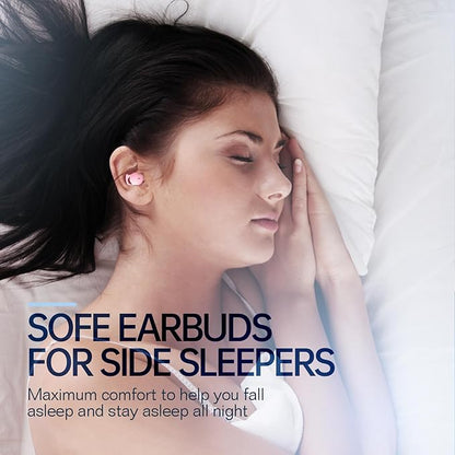 Invisible Sleep Headphones, Sleep Earbuds for Side Sleepers, Mini Noise Blocking Sleep Earphones, Bluetooth 5.3 Stereo in-Ear Wireless Earbuds for Sleeping, Working, Pink