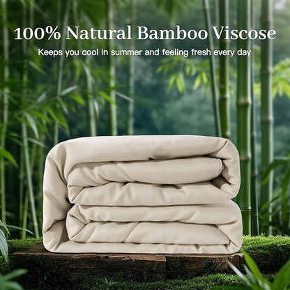 NEXHOME PRO 100% Viscose Derived from Bamboo Comforter King Size - Cooling & Moisture-Wicking Bedding Blanket - All Season Lightweight Design - Natural Organic King Duvet Insert