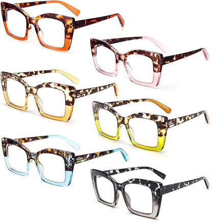 REAVEE Oversized Square Reading Glasses Oprah Style for Women, Blue Light Blocking Large Frame Computer Readers Spring Hinge