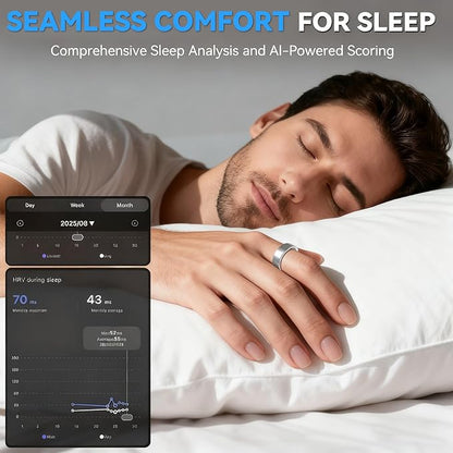 Smart Rings for Women Men,Sleep Tracking Wearable,Fitness Tracker Ring with Step/Heart Rate/Blood Oxygen/Distance/Calorie,Clock Vibration,No Subscription Fee,5ATM Waterproof, iOS&Android(Gold 12)