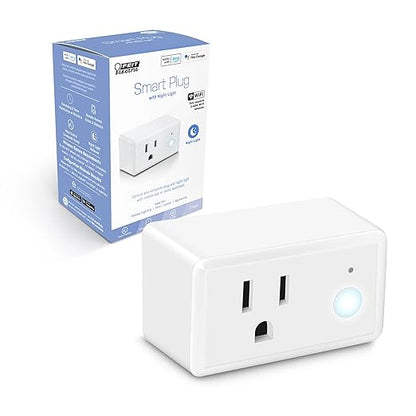 Feit Electric Smart Wi-Fi Plug, Works with Alexa and Google Home, No hub Required, 2.4 Ghz Network Only, Remote Control from Anywhere 15 Amp, Indoor Outlet Plug with Night Light