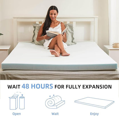 3-Inch Gel Infused Memory Foam Mattress Topper,Twin XL Foam Bed Topper,Cooling Comfort for Back Pain Relief,Ventilated and CertiPUR-US Certified,Ideal for Beds, Dorms,RVs,and Sofas(White)
