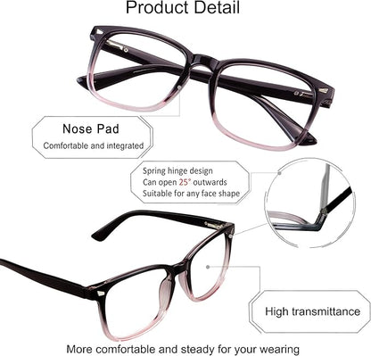 YEIN Progressive Multifocus Reading Glasses, Spring Hinge Blue Light Blocking Glasses for Women Men, No Line Multifocal Readers with Clear Lenses (+0.00/+3.00 magnification)