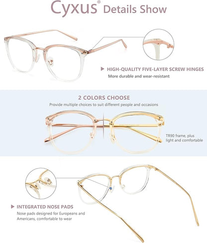 Cyxus 2 Pack Blue Light Glasses for Women, Blue Light Blocking Eyeglasses for Woman Anti Eye Strain Computer Glasses