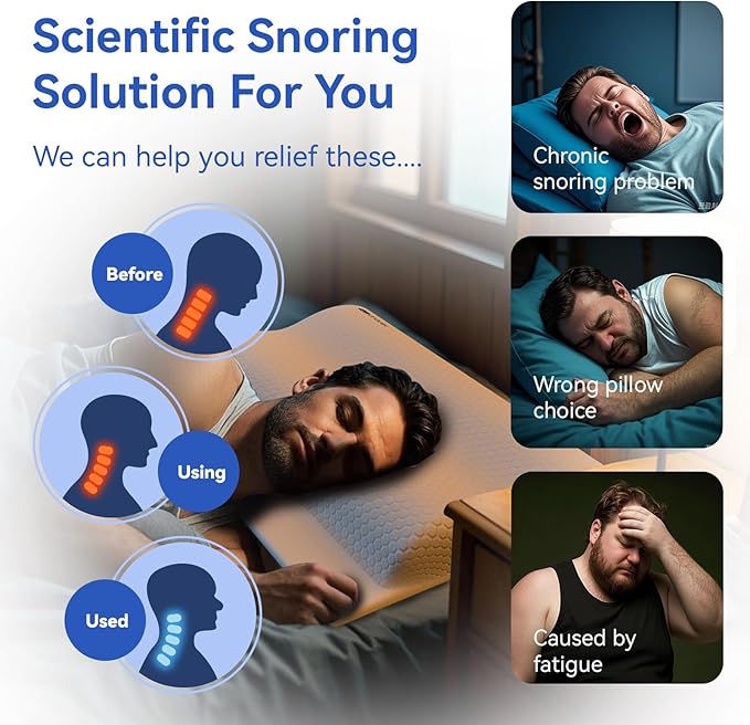 DRAVEL Premium Smart Anti-Snore Pillow,Advanced Positioning and Sound Monitoring,Sleep Well Premium Quality for Snorers Restful with App Tracking