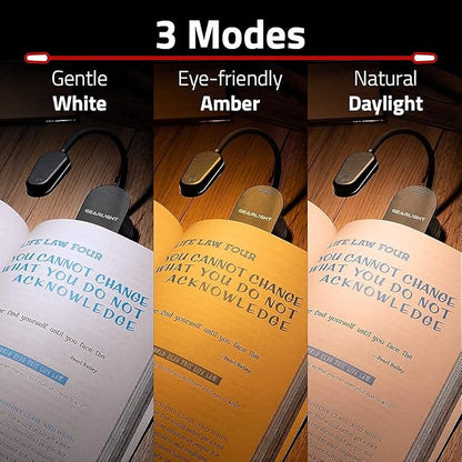 GearLight Rechargeable Book Light for Reading in Bed - Adjustable LED Clip-on Lamp with 3 Light Modes - Rechargeable, Flexible Neck Reading Light for Books, Laptops, and More - Black - (Pack of 2)