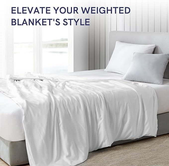 YnM Exclusive Cooling Duvet Cover for Weighted Blankets with 16 Strings (White, 88"x104")