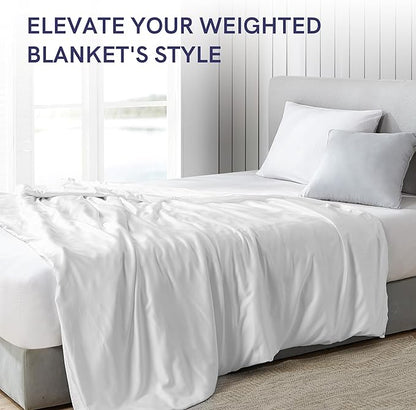 YnM Exclusive Cooling Duvet Cover for Weighted Blankets with 16 Strings (White, 88"x104")