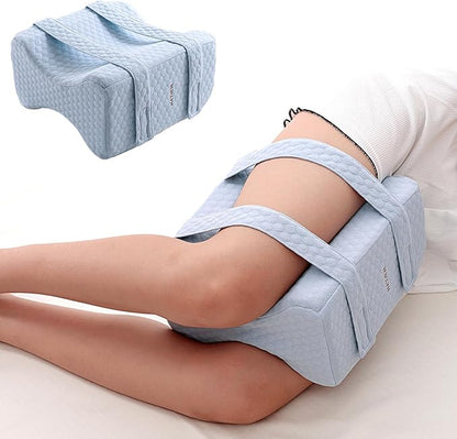 Knee Leg Pillow for Side Sleepers with Straps, Sciatica Sacroiliac Thigh Joints Hip-Back Pain Relief, Ergonomic Contour Encourages Natural Hip-to-Knee Alignment Pillow for Side Sleeping, Sky Blue