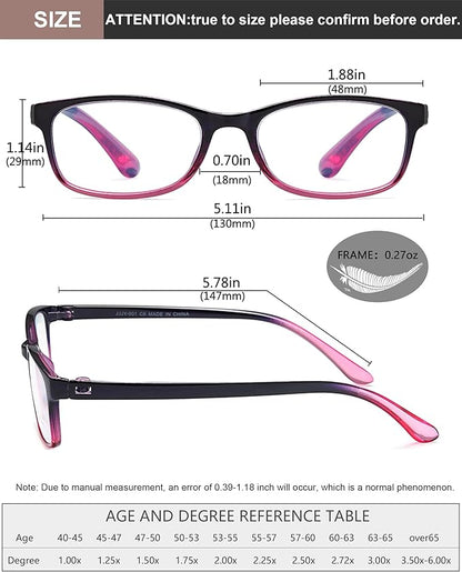 EYEURL 2 Pack Reading Glasses Blue Light Blocking Readers for Women-TR90 Lightweight Computer Reading Glasses Stylish Rectangular Frames Eyeglasses+2.75