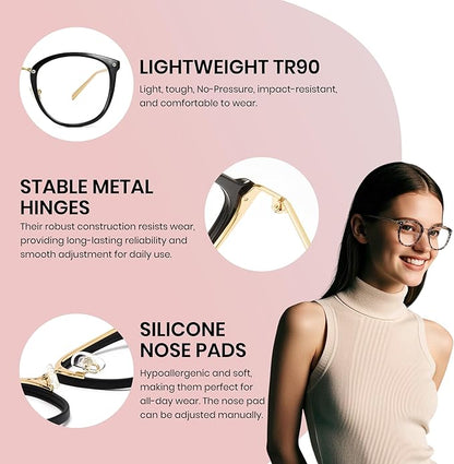 Cyxus Blue Light Glasses for Woman, Fashion Computer Glasses on Office Reduce Eye Strain Anti Migraine for Working Reading