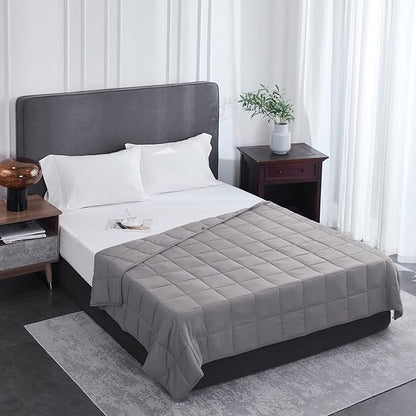 L'AGRATY Weighted Blanket - 60"x80" 22lbs Cooling Breathable Heavy Blanket Microfiber Material with Glass Beads for Adult All-Season Summer Fall Winter Soft Thick Comfort