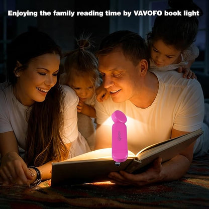 VAVOFO USB Rechargeable Book Light, Blue Light Blocking, Amber Light Clip On Bookmark Shaped Reading Light, Eye Care 6 LEDs Book Light for Bookworms Reading in Bed with 9 Lighting Modes (Rose)