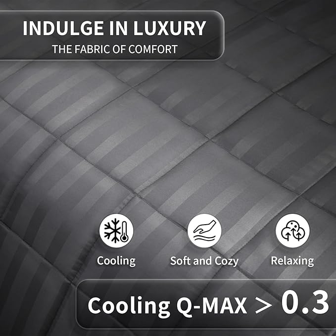 Weighted Blanket for Adult,15lbs Heavy Weighted Blanket 48"x72" Breathable Cooling Summer Blankets, Ultra Soft Cotton Comfort Throw Blanket with Glass Beads for All-Season (Dark Grey)