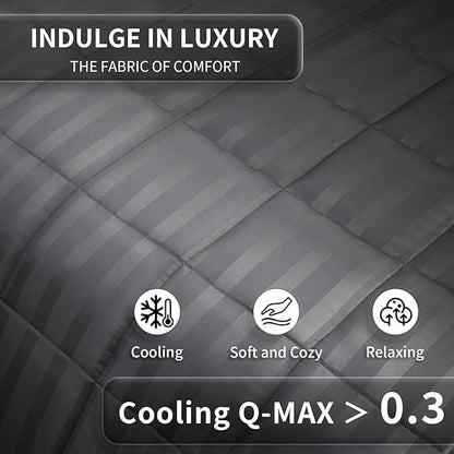 Weighted Blanket for Adult,15lbs Heavy Weighted Blanket 48"x72" Breathable Cooling Summer Blankets, Ultra Soft Cotton Comfort Throw Blanket with Glass Beads for All-Season (Dark Grey)