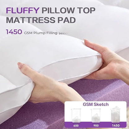 SINWEEK Dual Layer 5 Inch Memory Foam Mattress Topper Full Size, 3 Inch Gel Memory Foam Plus 2 Inch 1450 GSM Double Bed Pillow Top Mattress Pad Cover, White
