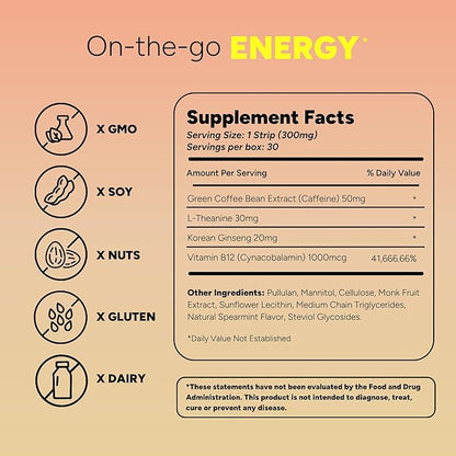 Dissolvable Strips - Energy & Sleep Multi-Pack - Wellness in A Strip - Easy & On-The-go Support - 60 Strips