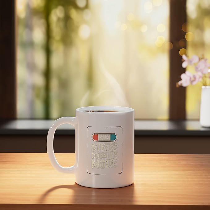 Relaxation Breathing Vagus Nerve Stimulation Stress Relief Ceramic Mug, White